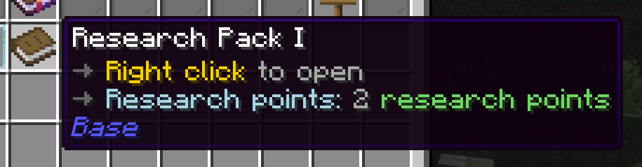 Hovering over research pack in Pylon guide